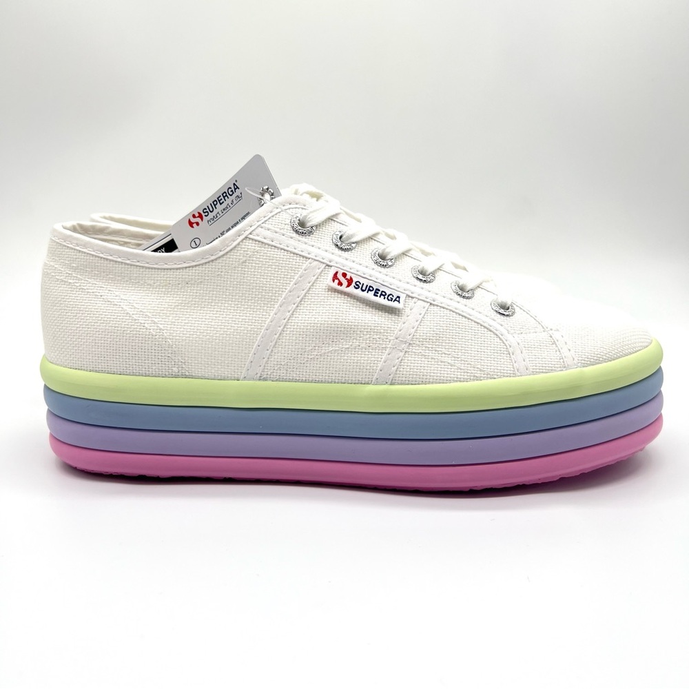 SUPERGA Size 39.5 EU 8.5 US Candy‎ Pastel Rainbow Color Platform Sneakers Shoes
